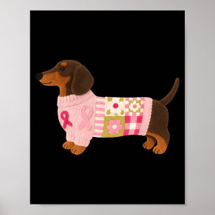 Dachshund rosa Band Brustkrebsbewusstsein Poster