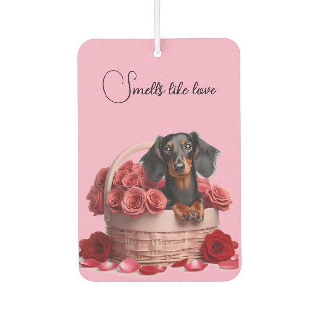 Dachshund-Rosen Autolufterfrischer (Vorderseite)