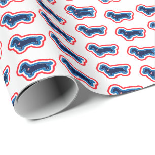 Dachshund Rot Weiß Und Blau 4. Juli Geschenkpapier