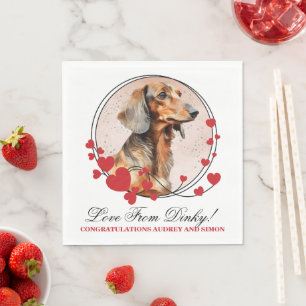 Dachshund rotes Herz Rahmen Hund Foto Serviette
