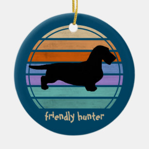 Dachshund Rough Hair - Silhouette 1 Keramik Ornament