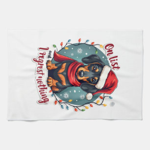 Dachshund Santa auf der unartigen Liste Dachshund  Geschirrtuch