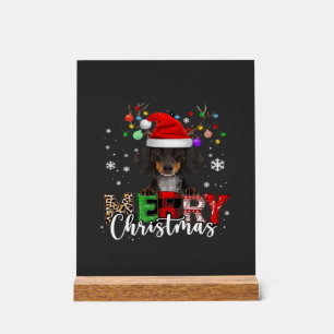 Dachshund Santa Hund Frohe Weihnachten Oversized T Acrylschild