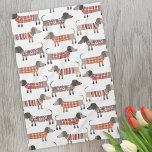 Dachshund Sausage Dog Geschirrtuch<br><div class="desc">Cute little Dachshund sausage or wiener dogs in woolly knitwear. Perfect for dog lovers and dog walkers.</div>