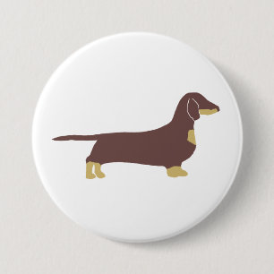 Dachshund Schokolade und Tannensilhouette Button
