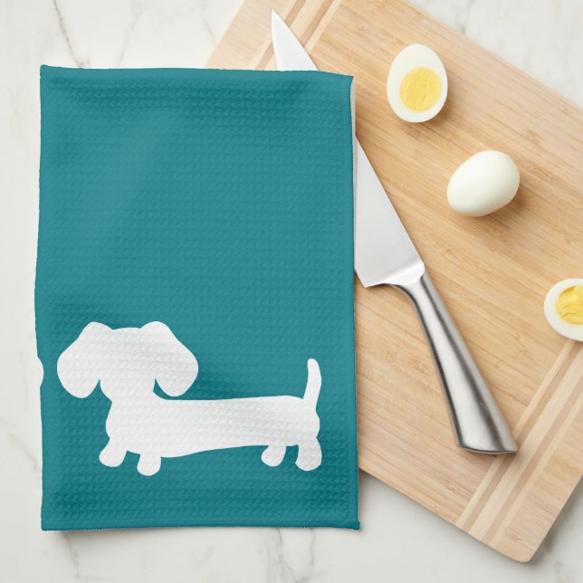 Dachshund Serviette Turquoise Wiener Chien Moms &  (Quart Plié)
