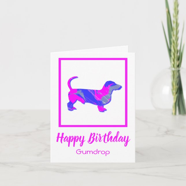 Dachshund Silhouette Chien drôle Carte d'anniversa (Devant)