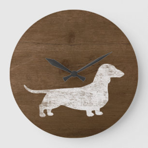 Dachshund-Silhouette Große Wanduhr
