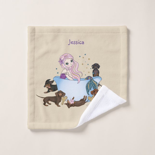 Dachshund Sirène linge (Gant de toilette)