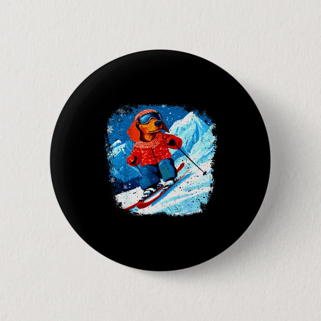 Dachshund-Ski  Button (Vorderseite)