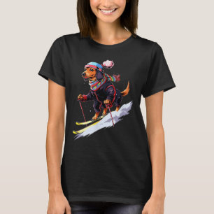 Dachshund Skifahren Hund Skifahrer Ski Winter Schn T-Shirt