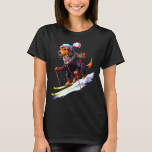 Dachshund Skifahren Hund Skifahrer Ski Winter Schn T-Shirt