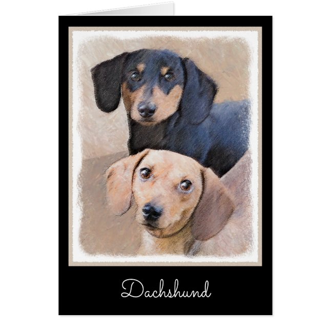 Dachshund (Smooth) Peinture - Art Chien original (Devant)