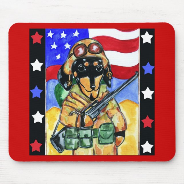 Dachshund Soldat Mousepad (Vorne)