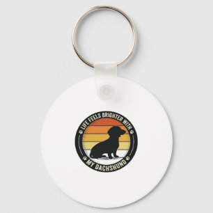Dachshund-Sonnenuntergangs-Shirt Vintage-Hundelieb Schlüsselanhänger