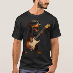 Dachshund spielt Gitarre Rockmusik Hunde-Liebhaber T-Shirt