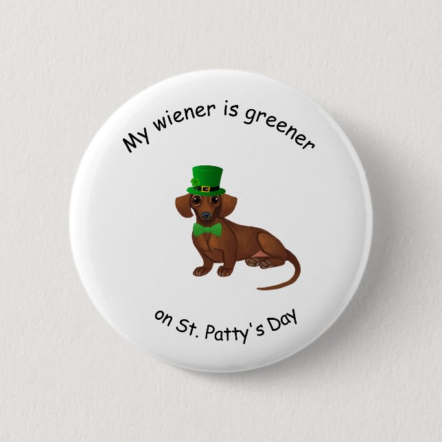 Dachshund St. Patrick's Day Knopf Button (Vorderseite)
