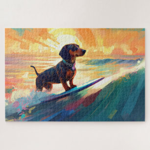 Dachshund-Strand-Surfing-Gemälde