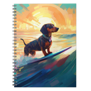 Dachshund-Strand-Surfing-Gemälde Notizblock
