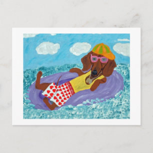 Dachshund Strandbummler Postkarte