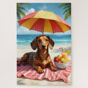 Dachshund Strandentspannungsszene