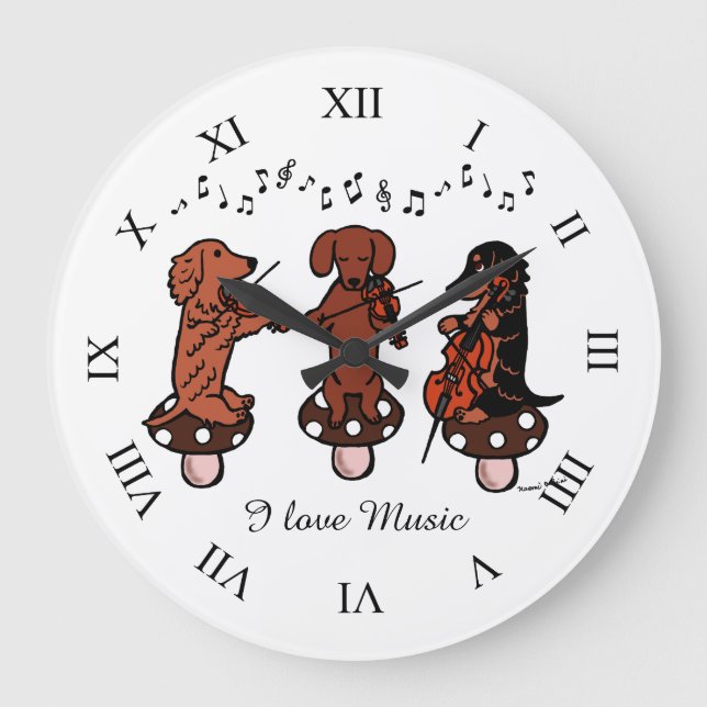 Dachshund String Trio Musiciens horloge murale (Recto)