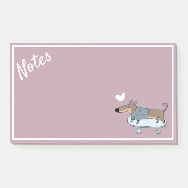 Dachshund sur Skateboard Post-It Notes (Devant)