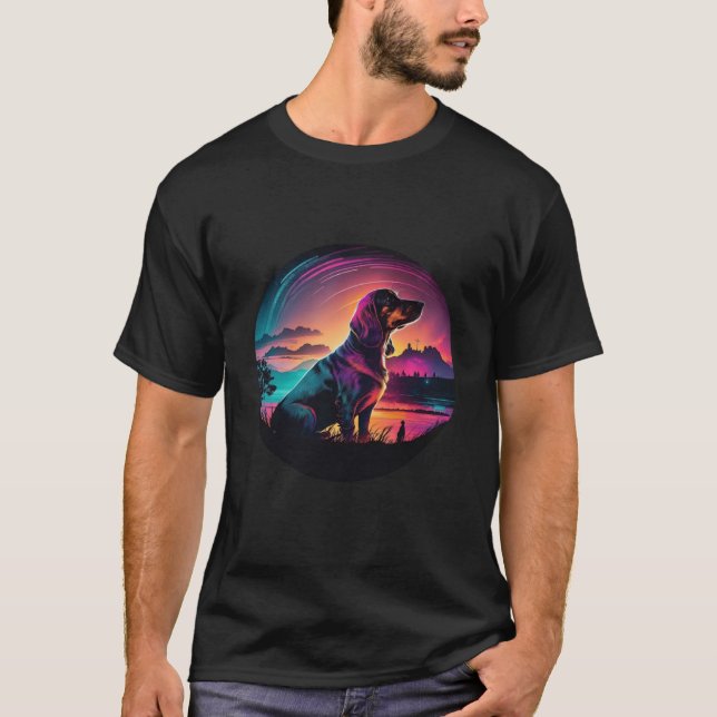 Dachshund Synthwave 80s Retrowave Aesthetic  1 T-Shirt (Vorderseite)