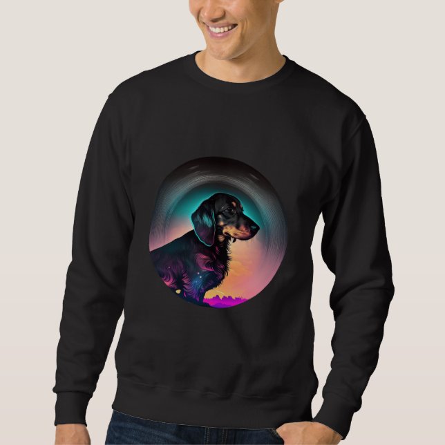 Dachshund Synthwave 80s Retrowave Aesthetic  2 Sweatshirt (Vorderseite)