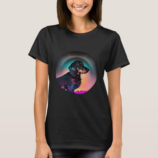 Dachshund Synthwave 80s Retrowave Aesthetic  2 T-Shirt (Vorderseite)