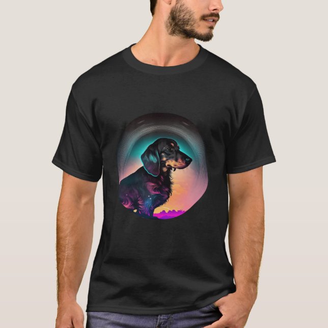 Dachshund Synthwave 80s Retrowave Aesthetic  2 T-Shirt (Vorderseite)