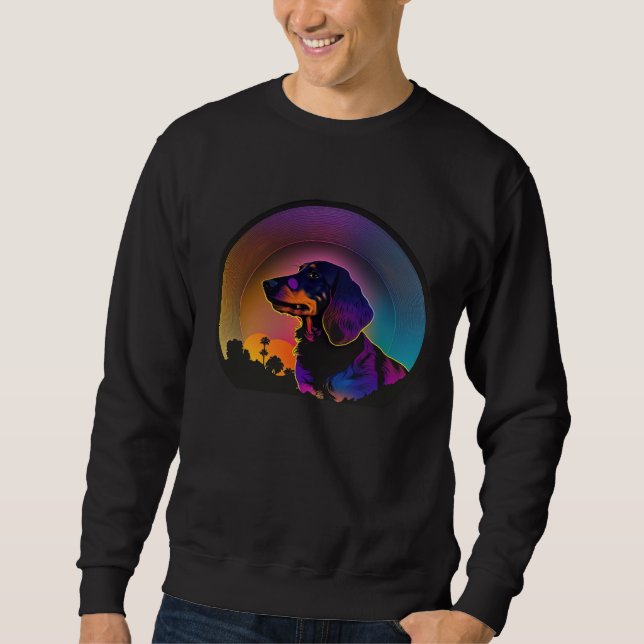 Dachshund Synthwave 80s Retrowave Aesthetic Sweatshirt (Vorderseite)