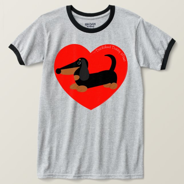 Dachshund T-SHIRT Coeur rouge (Design devant)
