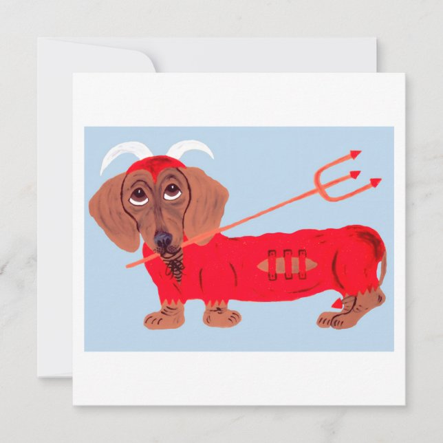 Dachshund-Teufel Feiertagskarte (Vorderseite)