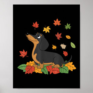 Dachshund Thanksgiving Pilger Herbst Herbstlaub Poster