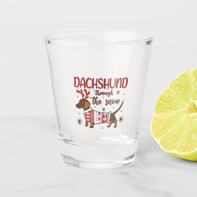Dachshund Through The Snow Christmas Dog Lover Schnapsglas (Vorderseite)