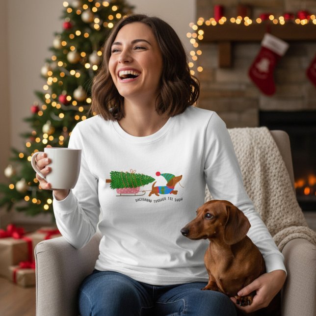 Dachshund Through The Snow Cute Christmas Dog Tri-Blend Shirt (Von Creator hochgeladen)