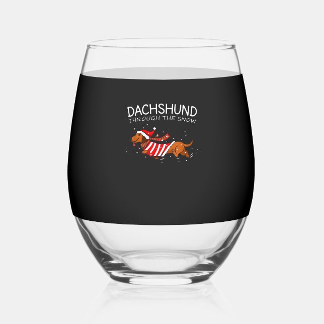 Dachshund Through The Snow Funny Dog Christmas Cla Weinglas Ohne Stiel (Vorderseite)
