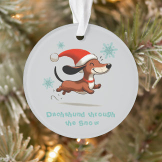 Dachshund through the Snow puppy dog Christmas Ornament