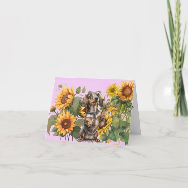 Dachshund Tournesols Toutes les occasions Carte de (Devant)