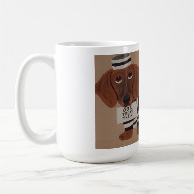 Dachshund Treat Thief Jailbird Kaffeetasse (Links)
