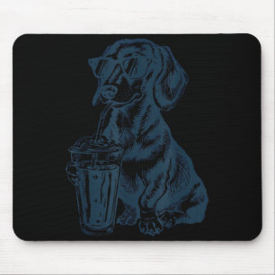 Dachshund trinkt Eiskaffee süßer Hund Meme lustig Mousepad