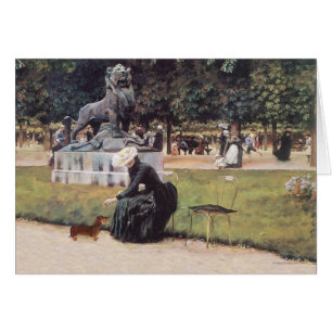 Dachshund und Dame im Park