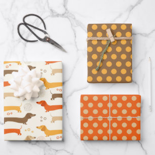Dachshund- und Punkte-Geschenkpapier-Set Geschenkpapier Set