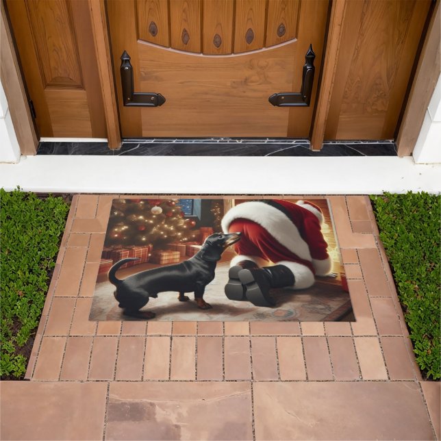 Dachshund und Weihnachtsmann  Fußmatte (Außenbereich)