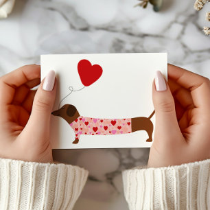 Dachshund-Valentinsgruß, Valentinstag Rosa und Rot Karte