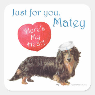 Dachshund Valentinstag Quadratischer Aufkleber