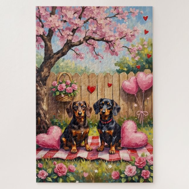 Dachshund Valentinstagskunst (Vertikal)