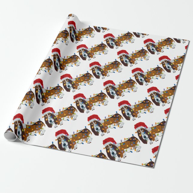 Dachshund verwirrt in den Weihnachtslichtern Geschenkpapier (Ungerollt)