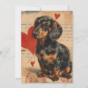 Dachshund Vintage Valentinstag Feiertagskarte